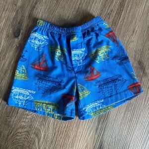 Gymboree Blue PJ Shorts with Colorful Ship Design